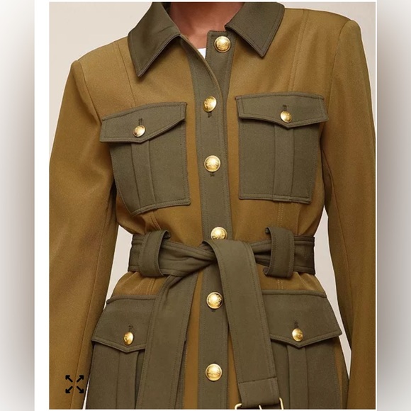 🆕 Avec Les Filles Belted Military Jacket Size Large $158 - Picture 1 of 12